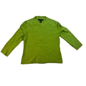 Parisian Signature Bright Green Silk Blend‎ Sweater Size Medium Career Casual